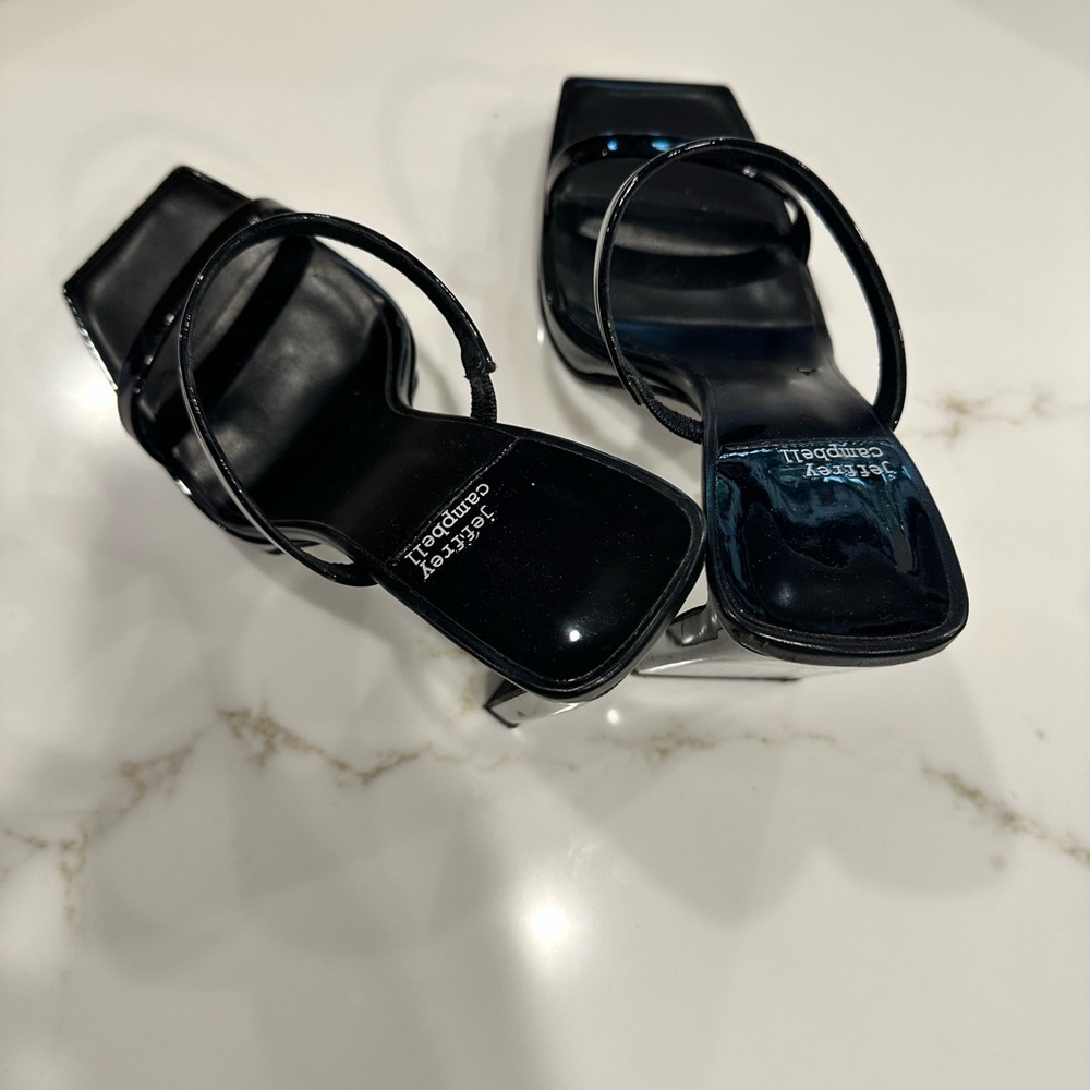Jeffrey Campbell Hustler Black Patent Block Heel Sandals Size 7.5 - Picture 5 of 6